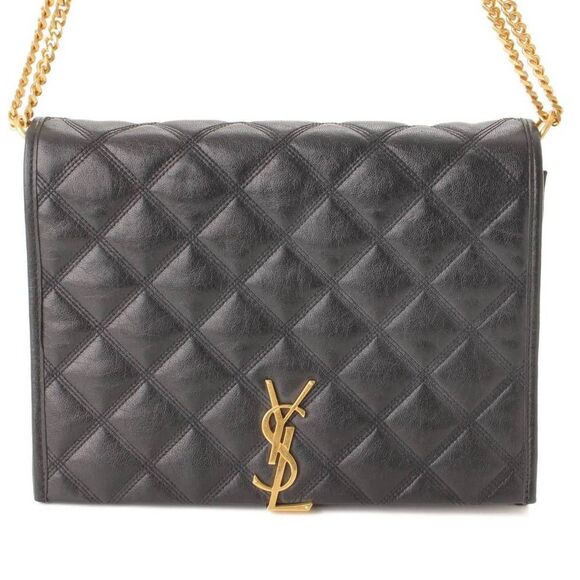 SAINT LAURENT YSL Logo Quilted Leather Chain Shoulder Bag - Picture 1 of 9